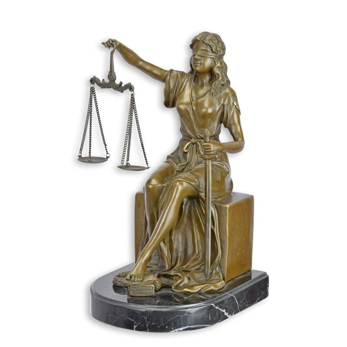 A BRONZE LADY JUSTICE BOOKEND
