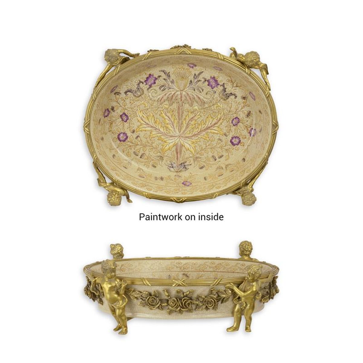 A BRONZE MOUNTED PORCELAIN BOWL