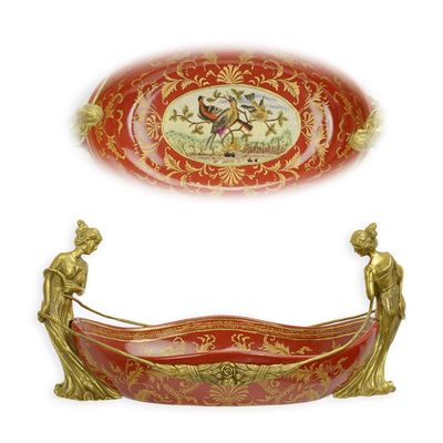 A BRONZE MOUNTED PORCELAIN BOWL