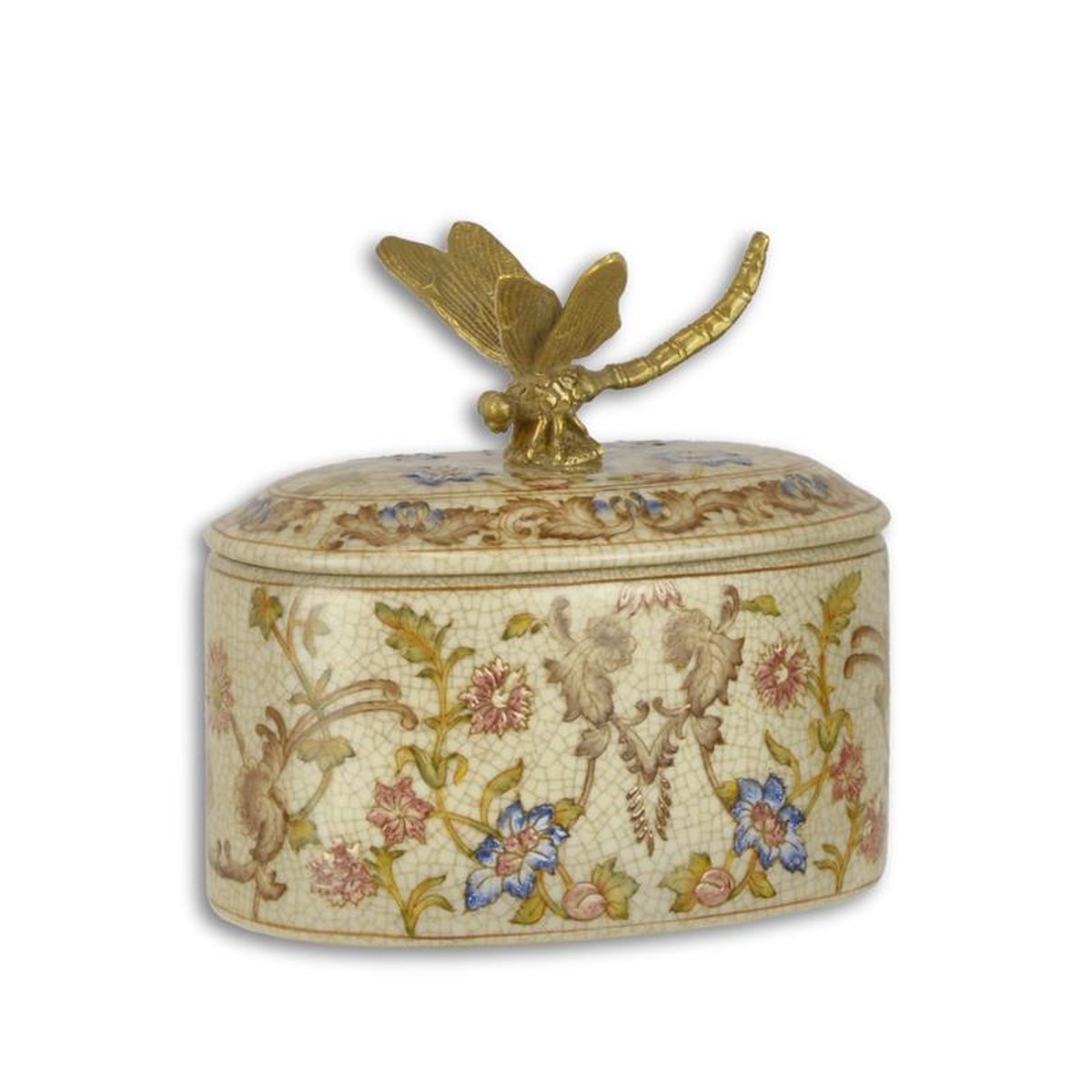 A BRONZE MOUNTED PORCELAIN BOX AND COVER