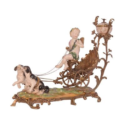 A BRONZE MOUNTED PORCELAIN CENTERPIECE