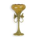 A BRONZE MOUNTED PORCELAIN DRAGONFLY VASE