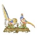 A BRONZE MOUNTED PORCELAIN GROUP OF PHEASANTS