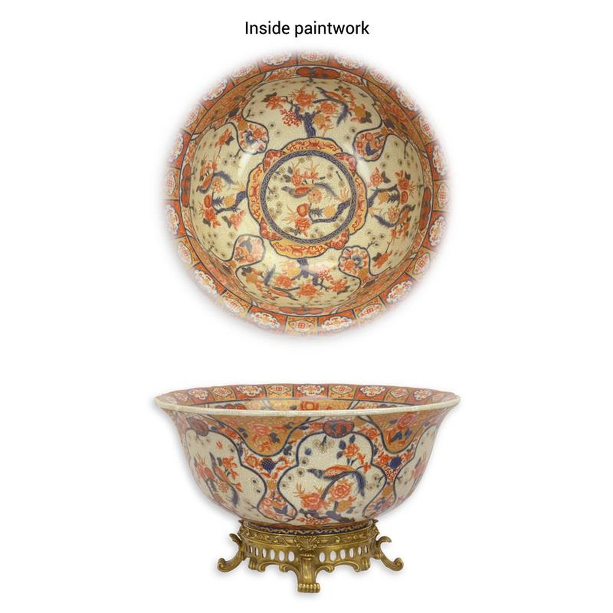 A BRONZE MOUNTED PORCELAIN IMARI-STYLE BOWL