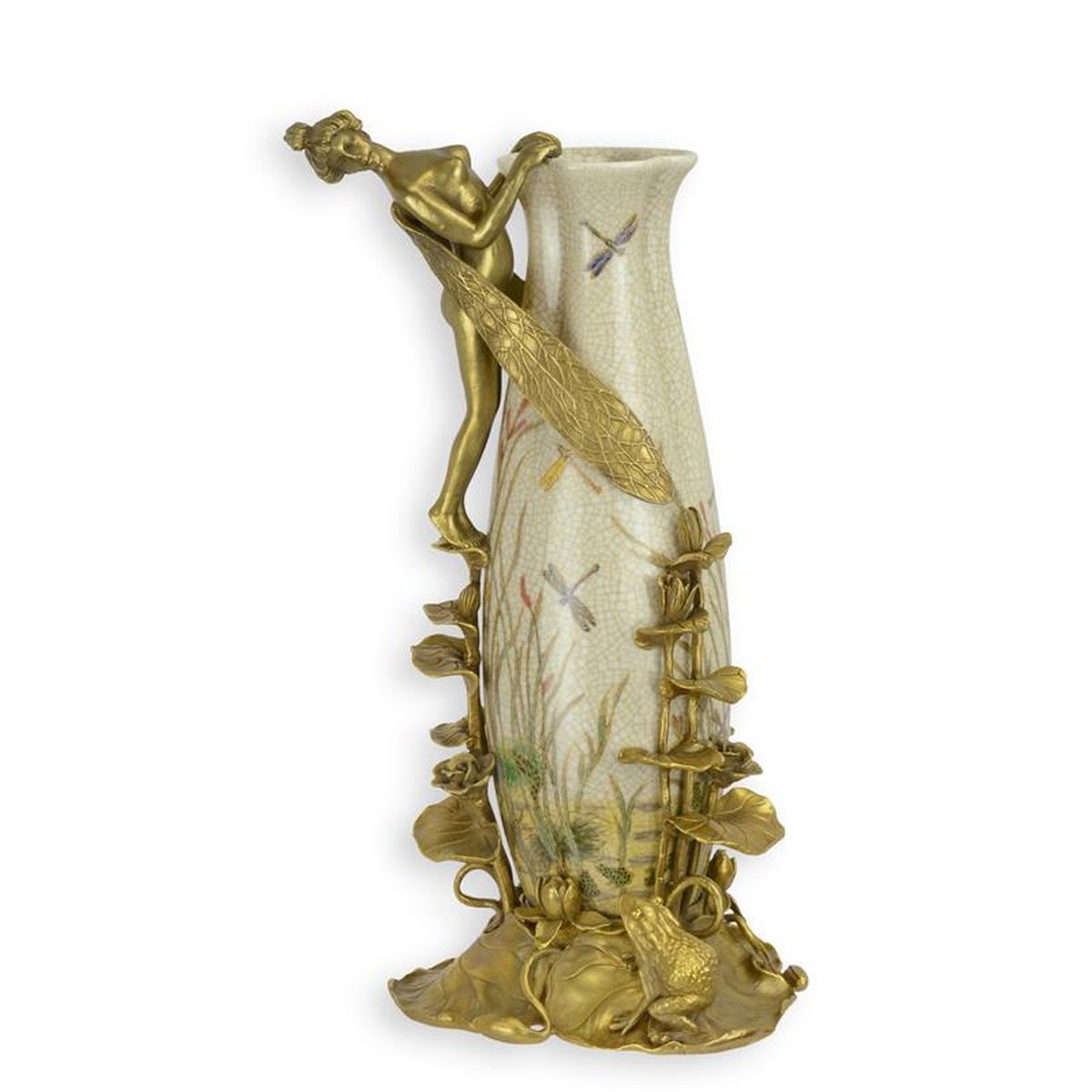 A BRONZE MOUNTED PORCELAIN LIBELLULE" VASE"