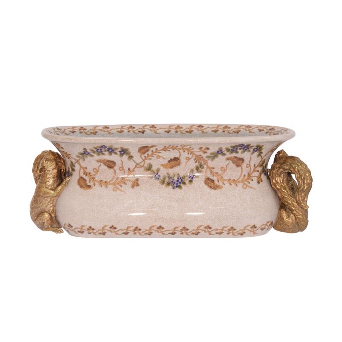 A BRONZE MOUNTED PORCELAIN PLANTER