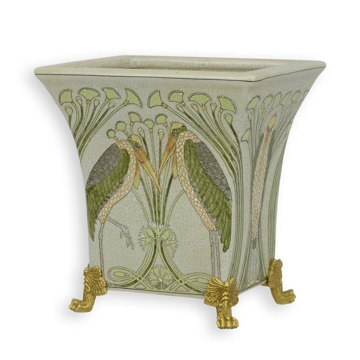 A BRONZE MOUNTED PORCELAIN PLANTER