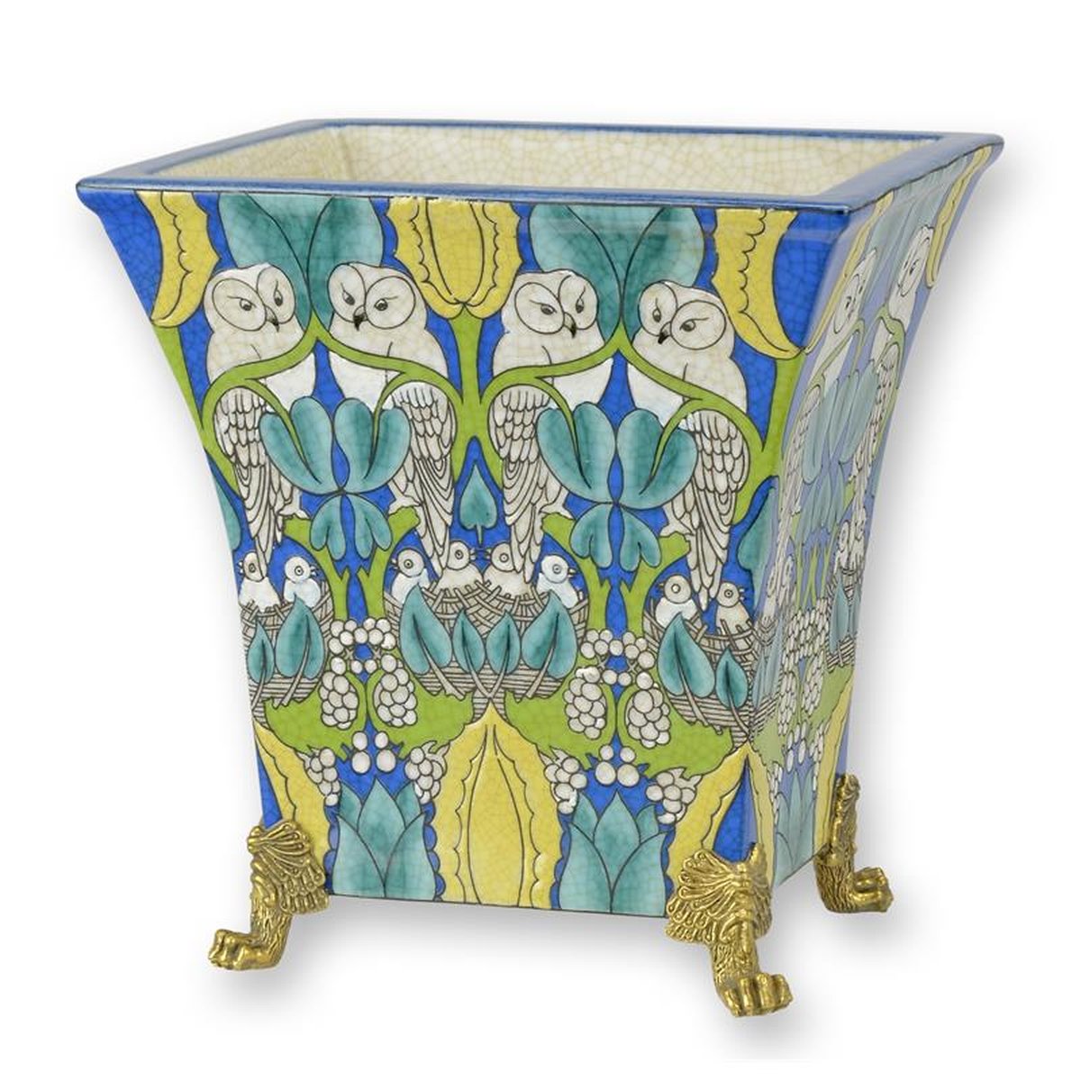 A BRONZE MOUNTED PORCELAIN PLANTER