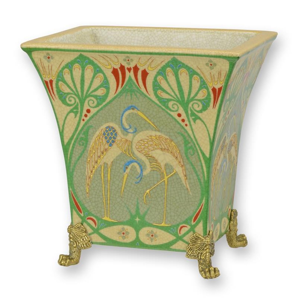 A BRONZE MOUNTED PORCELAIN PLANTER