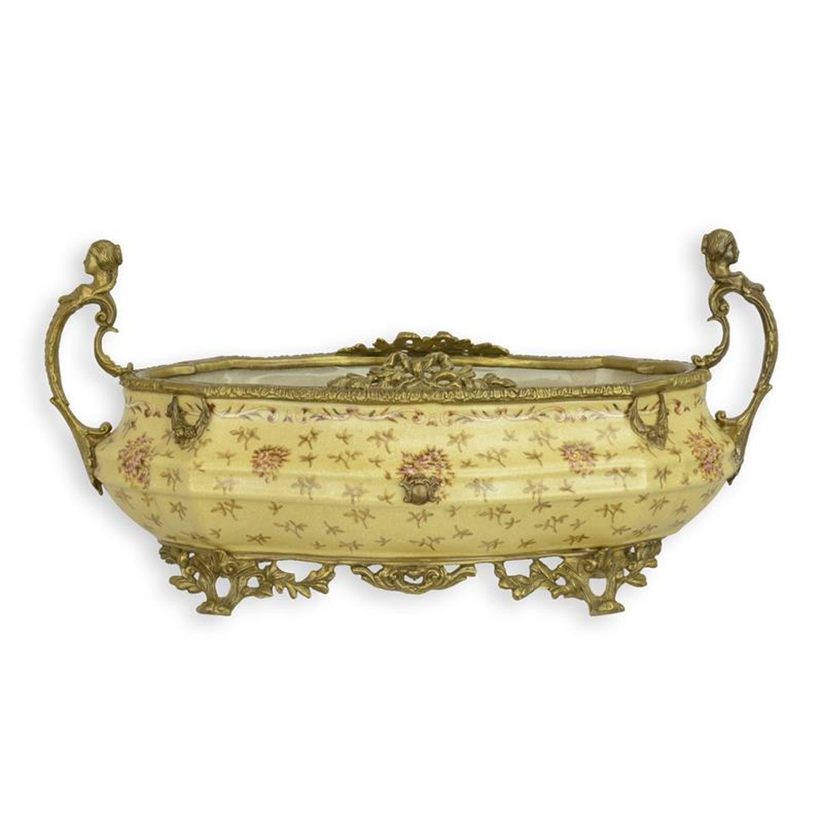 A BRONZE MOUNTED PORCELAIN PLANTER