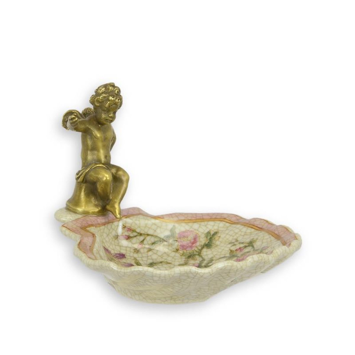 A BRONZE MOUNTED PORCELAIN SOAP HOLDER