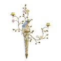 A BRONZE MOUNTED PORCELAIN TWO-BRANCH WALL APPLIQUE
