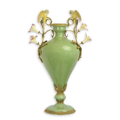 A BRONZE MOUNTED PORCELAIN VASE