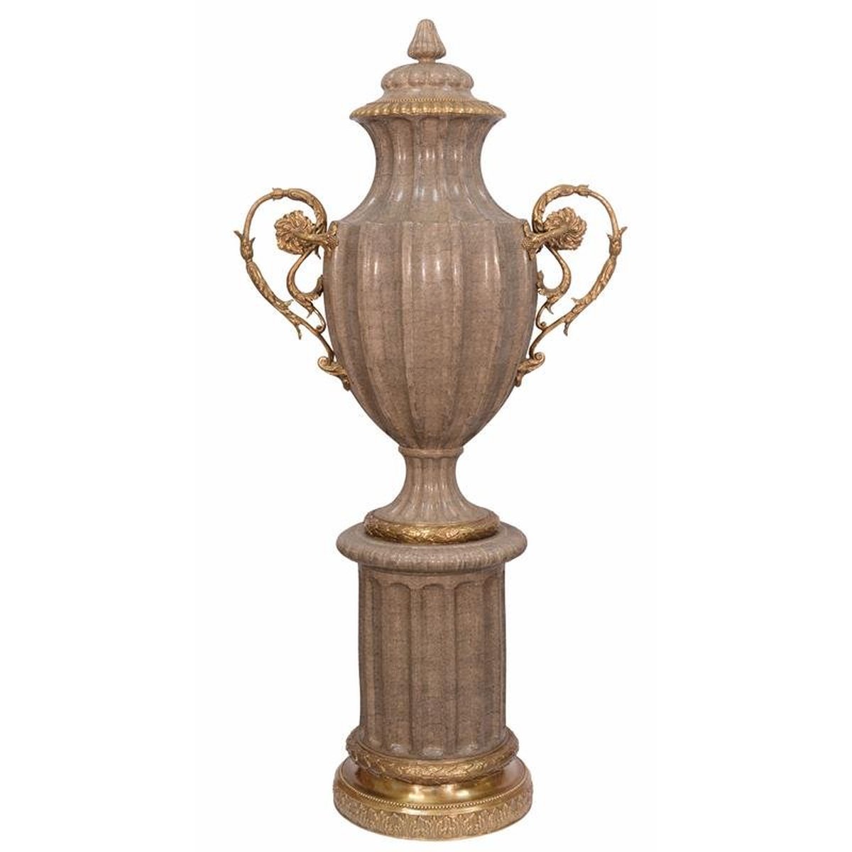 A Bronze Mounted Porcelain Vase on Pedestal