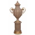 A BRONZE MOUNTED PORCELAIN VASE ON PEDESTAL