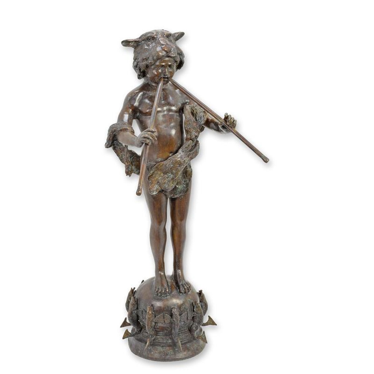 A BRONZE PAN FOUNTAIN