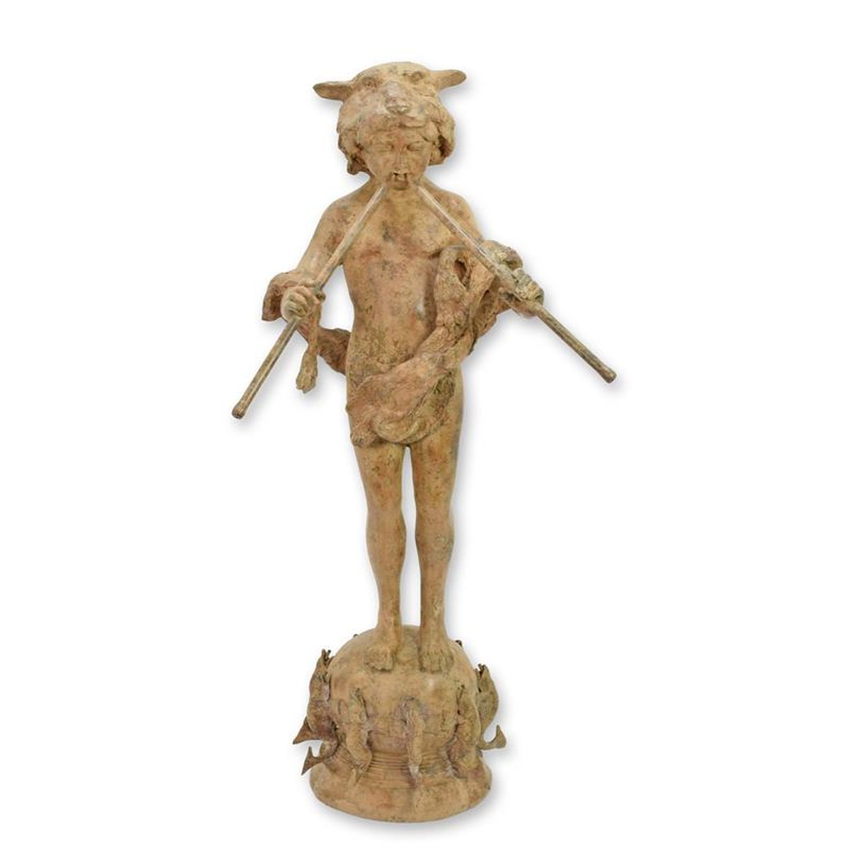 A BRONZE PAN FOUNTAIN