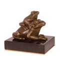 A BRONZE PAPERWEIGHT OF TWO FROGS (BRASS PLATE UNDERNEATH BA