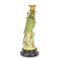 A BRONZE PARROT CANDLE HOLDER - FULL COLOR
