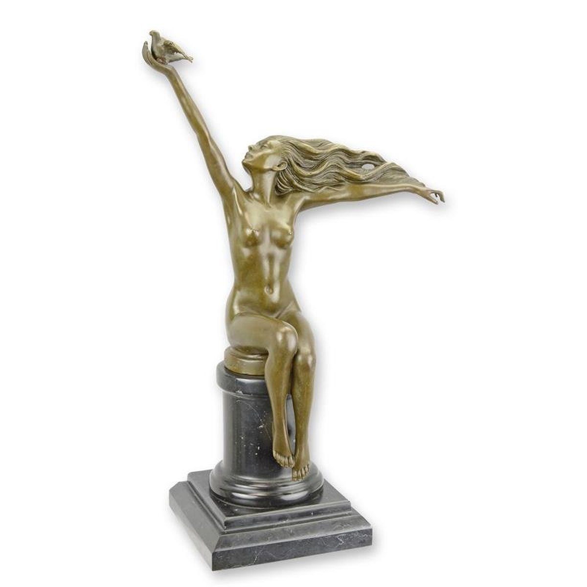 A BRONZE SCULPTURE CALLED THE CARRIER PIGEON