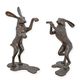 A BRONZE SCULPTURE OF 2 BOXING HARES