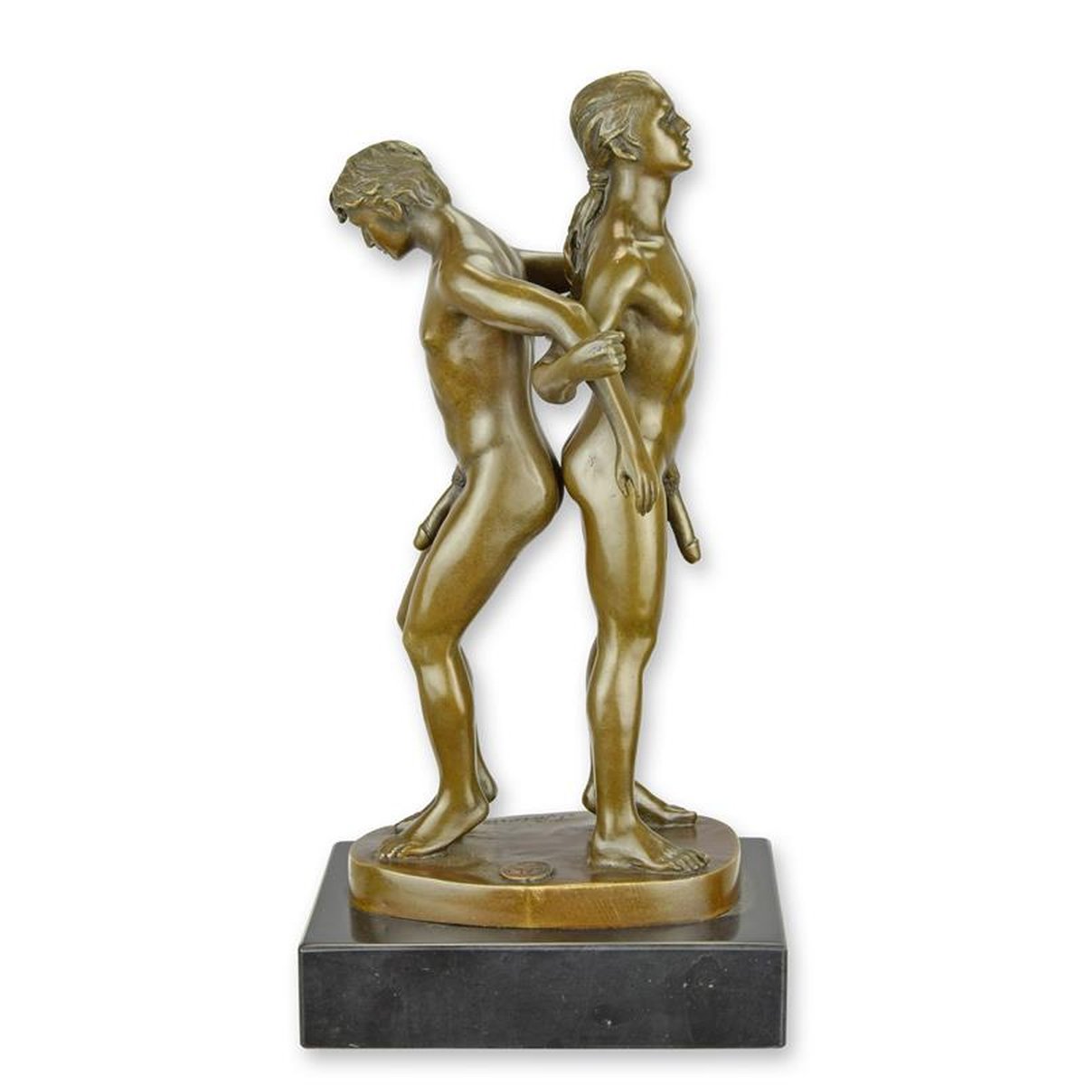 A BRONZE SCULPTURE OF 2 NAKED MEN