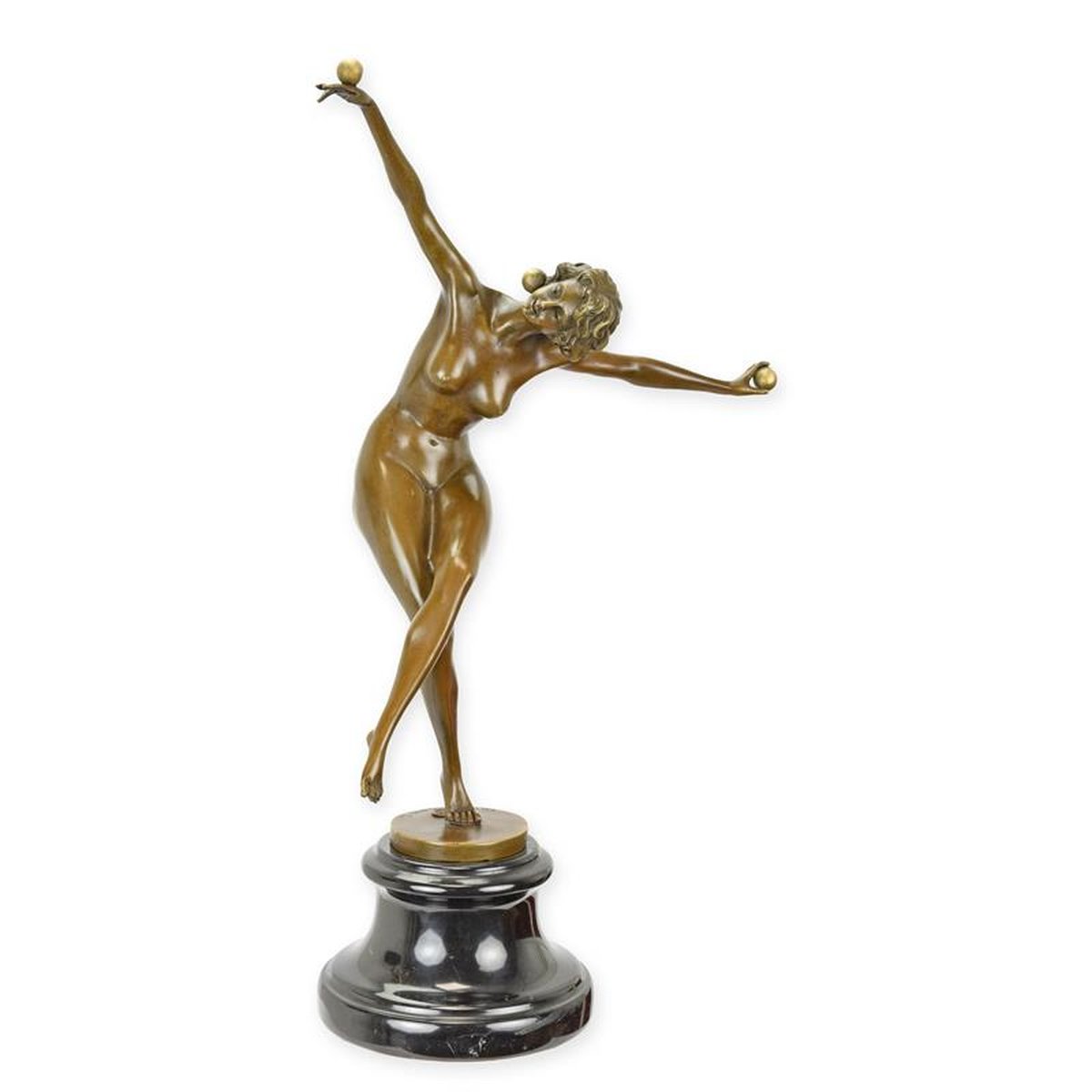A BRONZE SCULPTURE OF A BALL DANCER