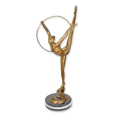 A BRONZE SCULPTURE OF A BALLERINA WITH HOOP