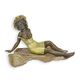 A BRONZE SCULPTURE OF A BATHING WOMAN