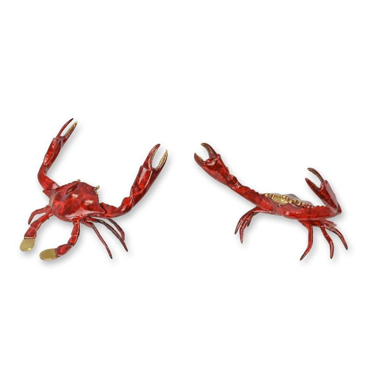 A BRONZE SCULPTURE OF A BLUE SWIMMER CRAB