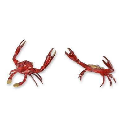 A BRONZE SCULPTURE OF A BLUE SWIMMER CRAB