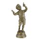 A BRONZE SCULPTURE OF A BOY WITH PIGEON