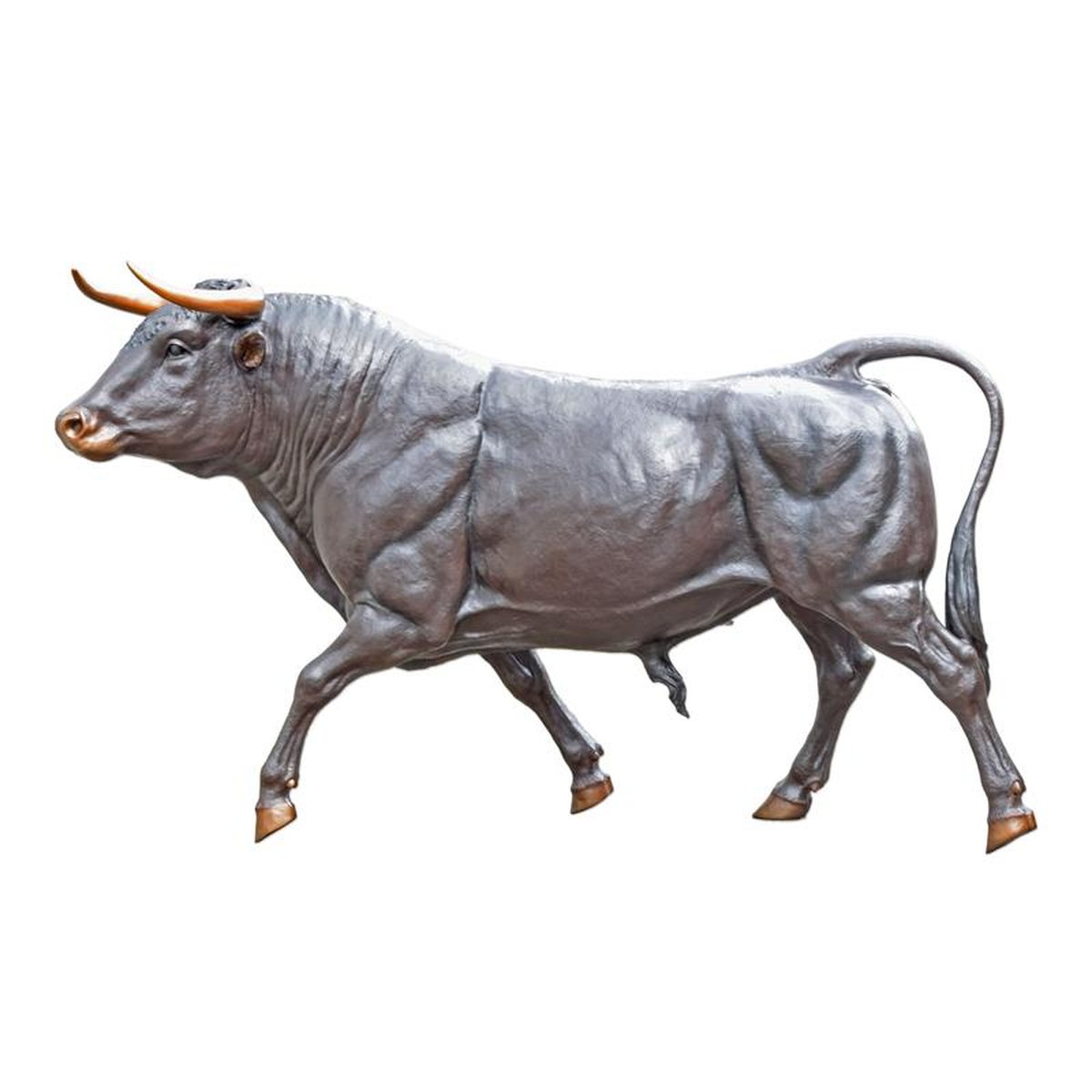 A BRONZE SCULPTURE OF A BULL