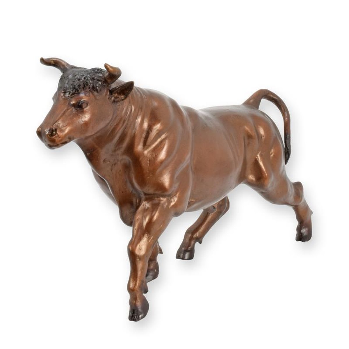 A BRONZE SCULPTURE OF A BULL