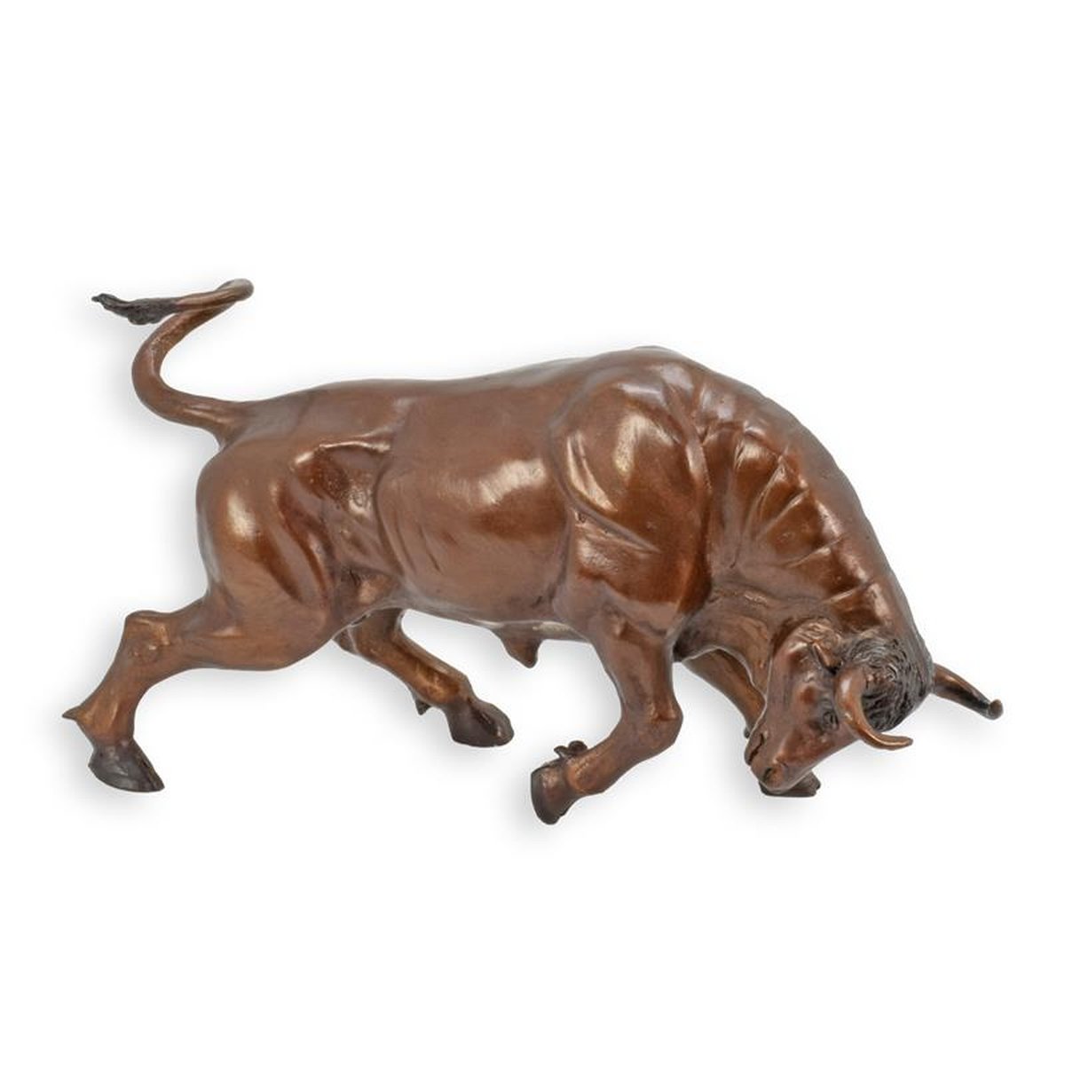 A BRONZE SCULPTURE OF A BULL