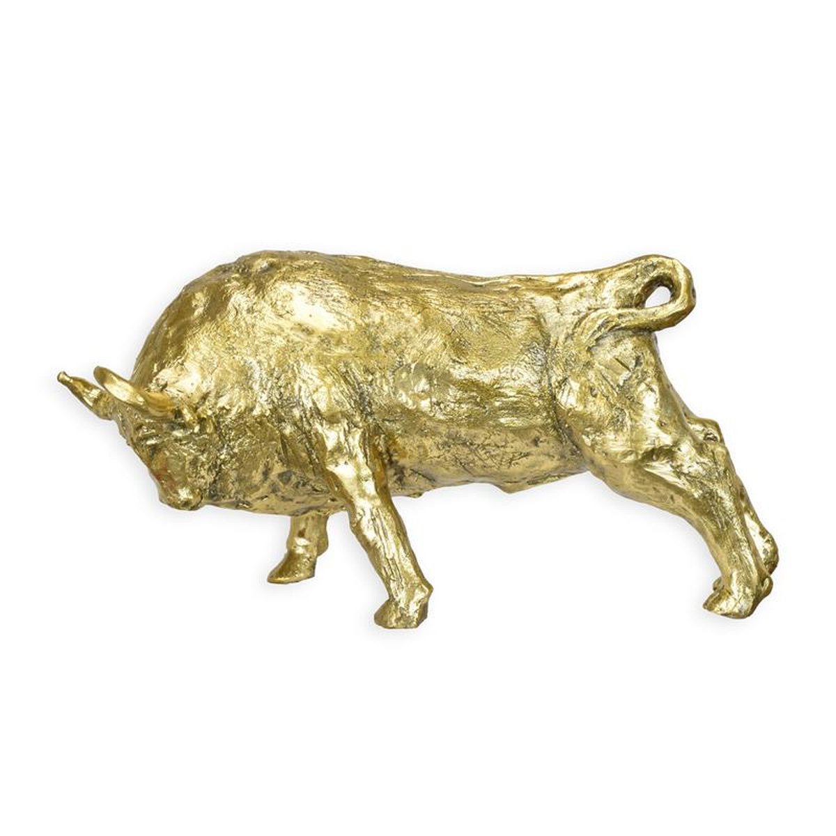 A BRONZE SCULPTURE OF A BULL