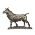 A BRONZE SCULPTURE OF A BULL