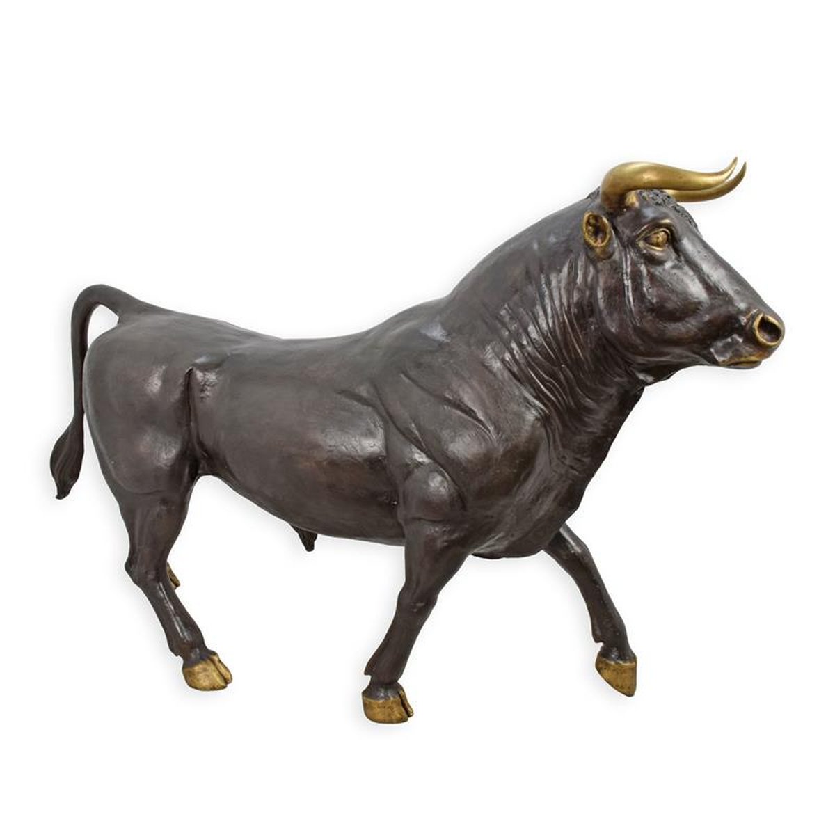 A BRONZE SCULPTURE OF A  BULL