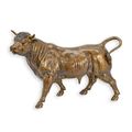 A BRONZE SCULPTURE OF A BULL