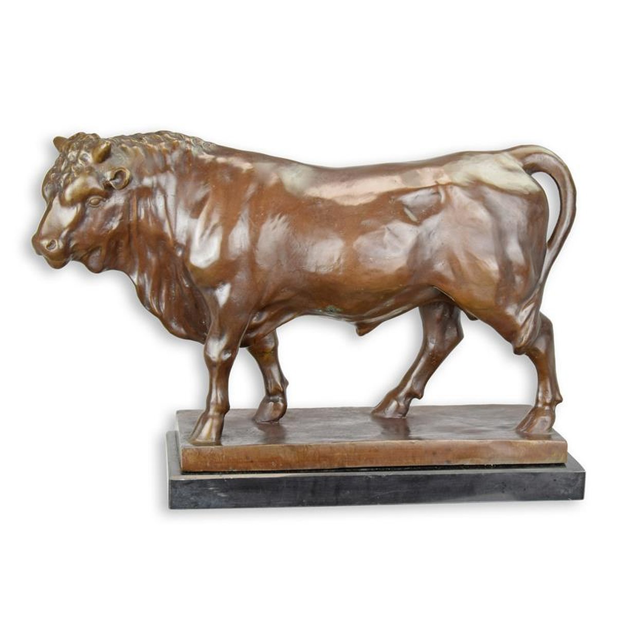 A BRONZE SCULPTURE OF A BULL