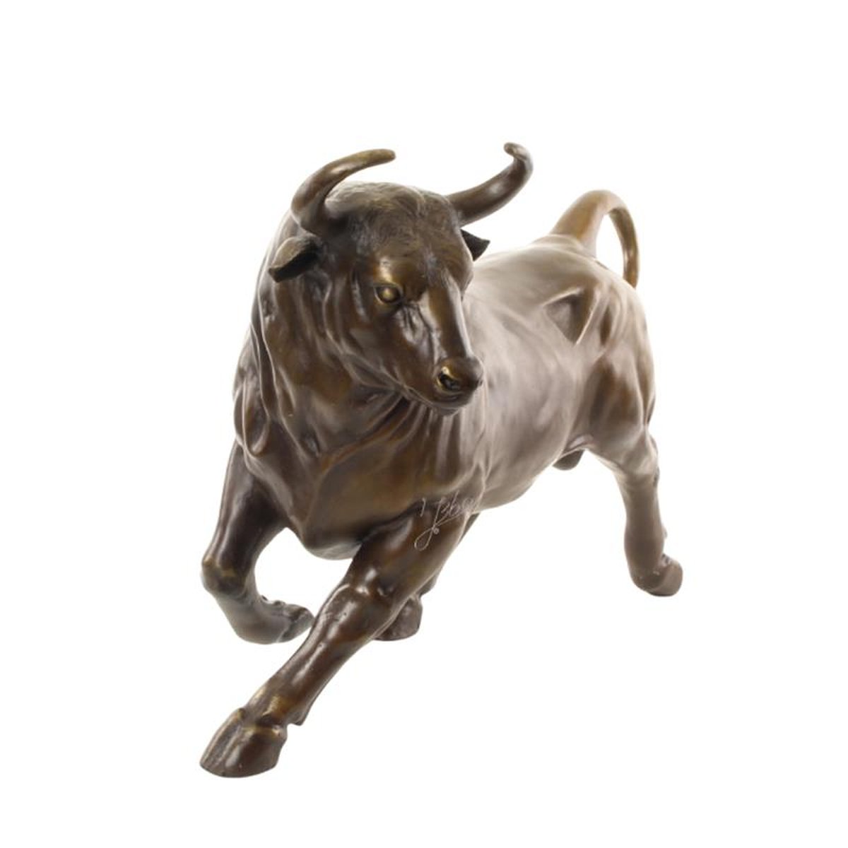 A BRONZE SCULPTURE OF A BULL