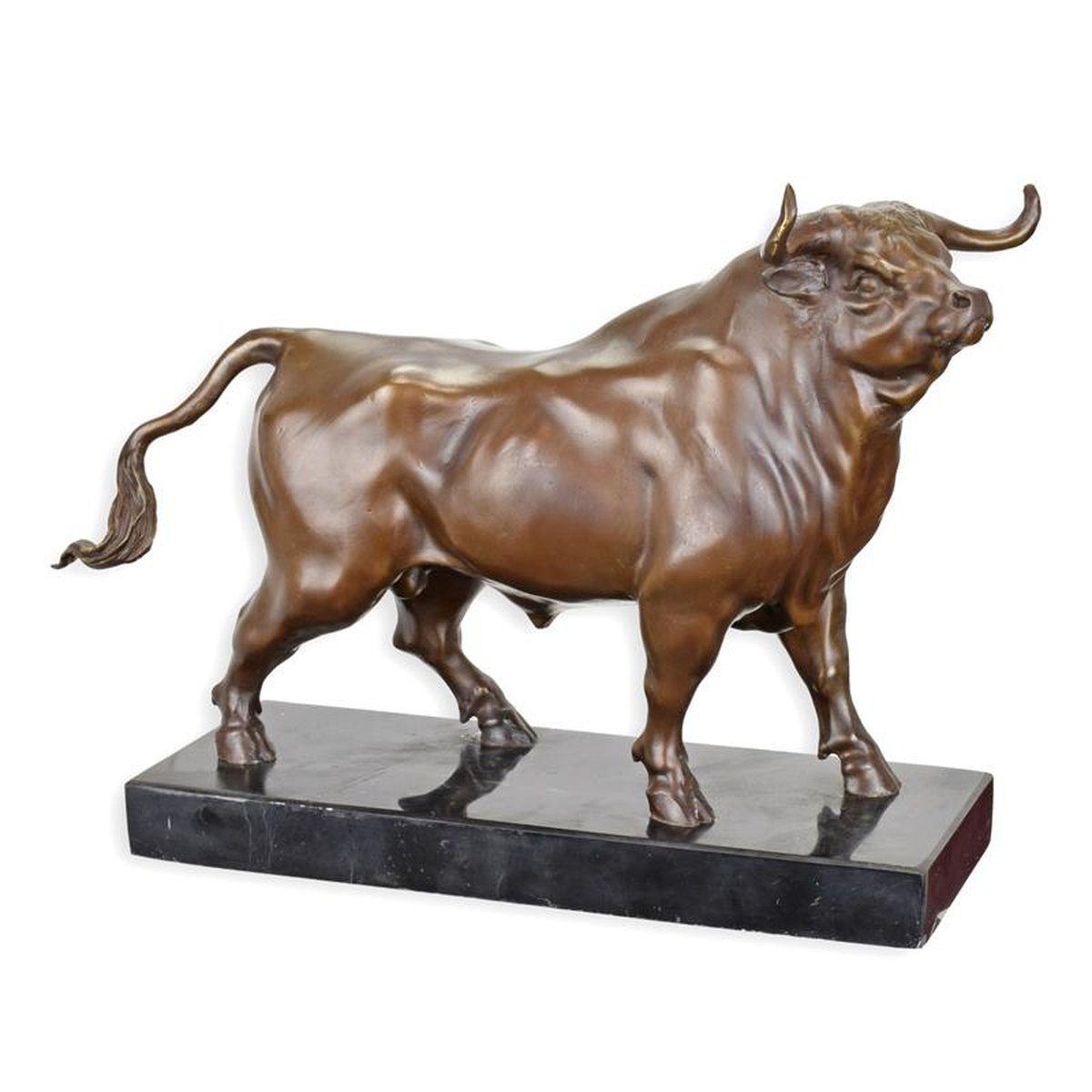 A BRONZE SCULPTURE OF A BULL