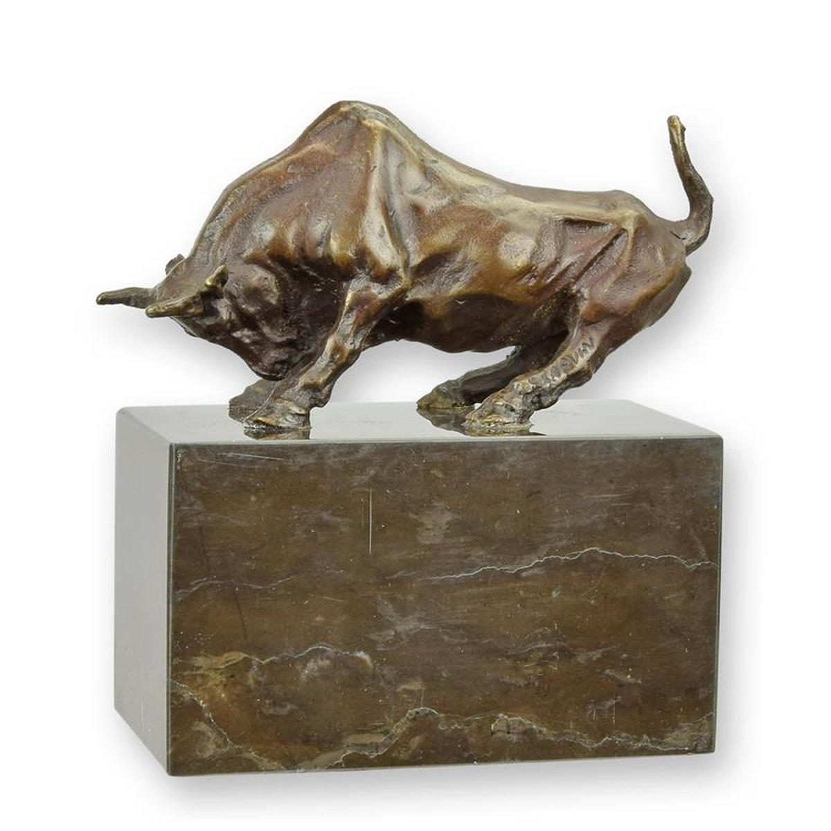 A BRONZE SCULPTURE OF A BULL