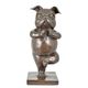 A BRONZE SCULPTURE OF A BULLDOG DOING YOGA