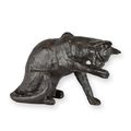 A BRONZE SCULPTURE OF A CAT
