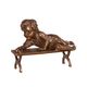 A BRONZE SCULPTURE OF A CHILD WITH SNAIL ON BENCH