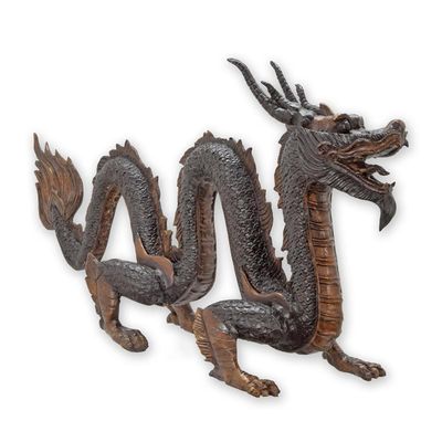 A BRONZE SCULPTURE OF A CHINESE DRAGON