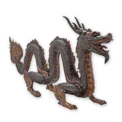 A BRONZE SCULPTURE OF A CHINESE DRAGON