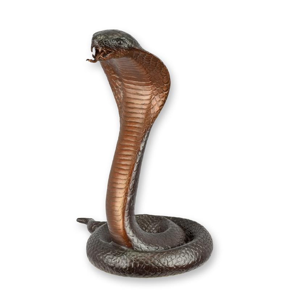 A BRONZE SCULPTURE OF A COBRA - BROWN