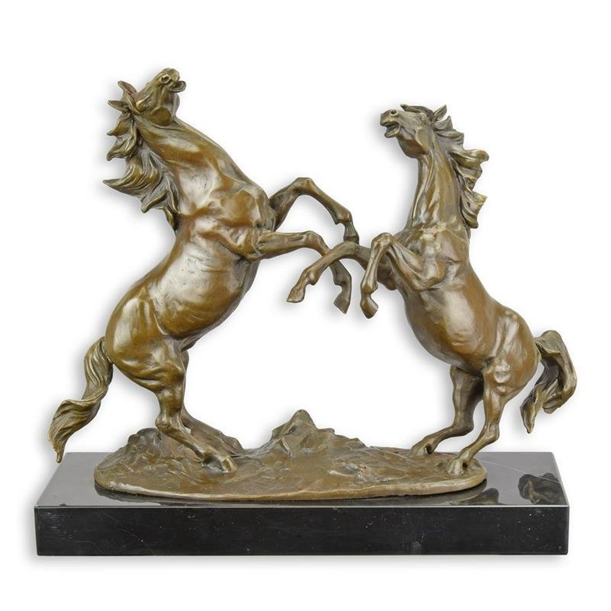 A Bronze Sculpture of a Couple of Rearing Horses